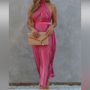 NWT VICI Kollins Pleated Halter Midi Dress PURPLE